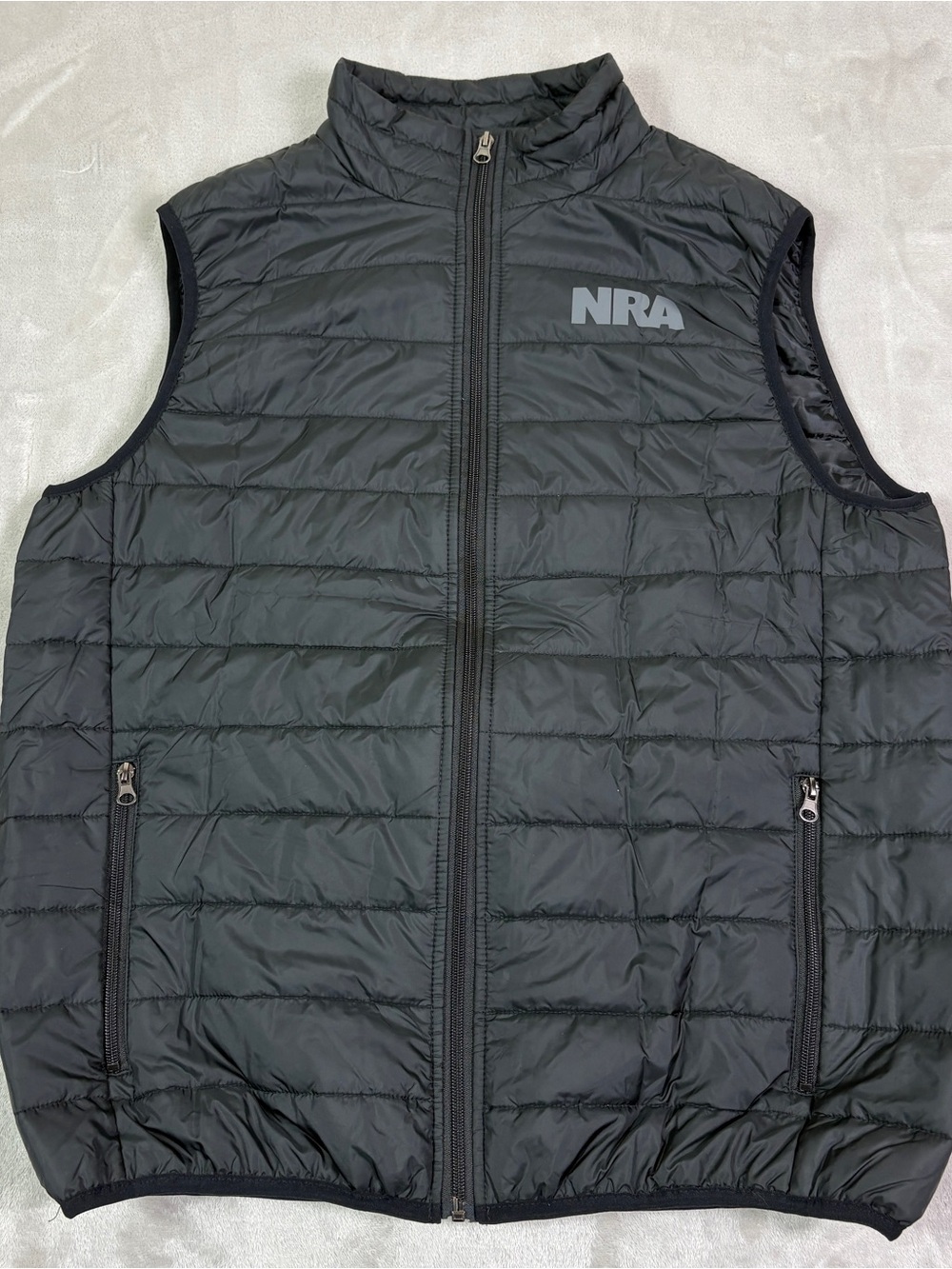 NRA Puffer Vest Mens L Full Zip Black Quilted  National Rifle Association Jacket